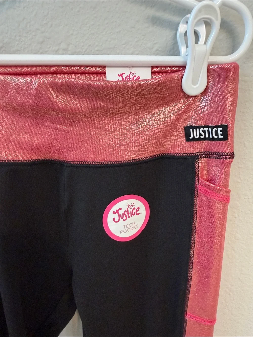 Justice Black and Metallic-Trim Leggings